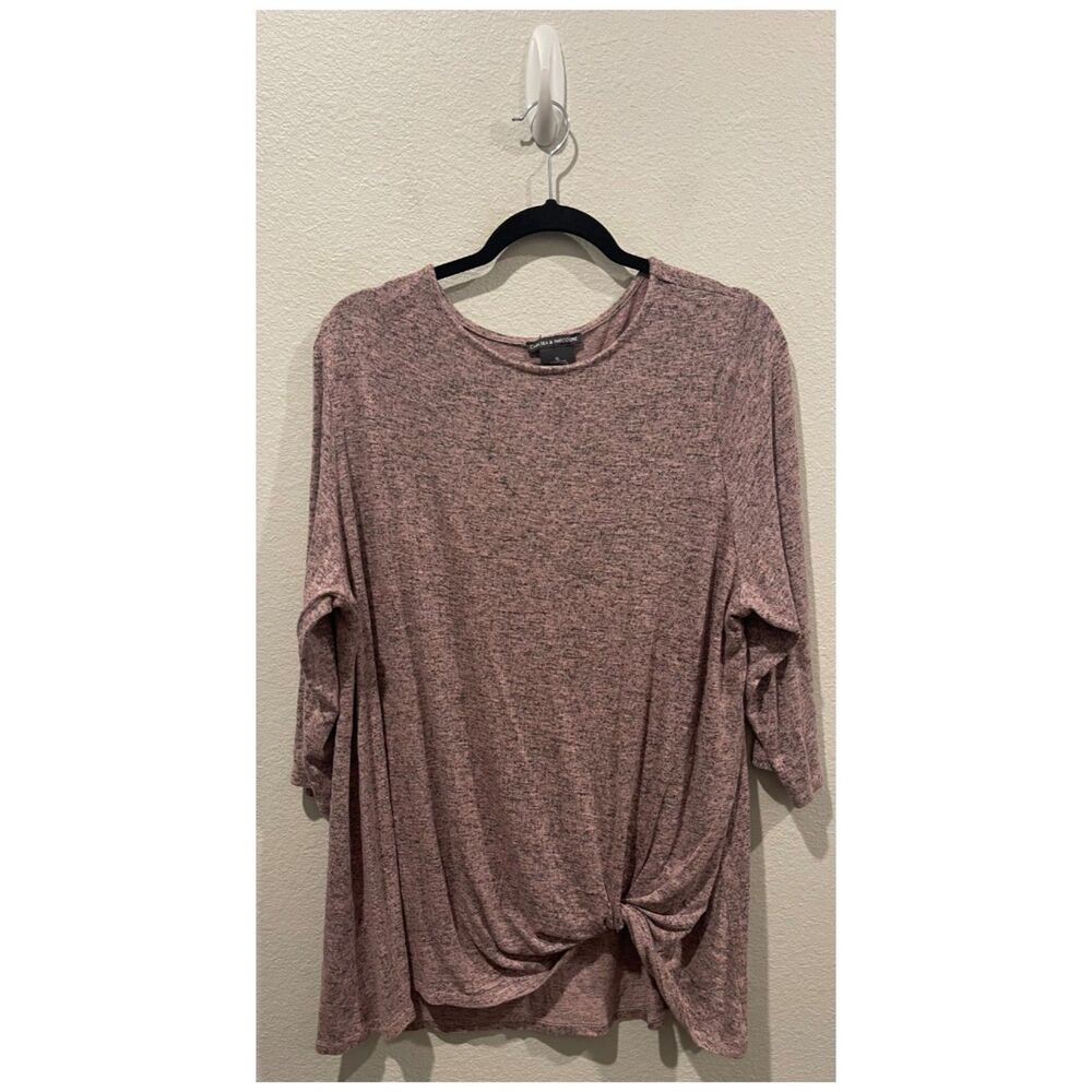 CHELSEA AND THEODORE Burgundy Knot Front 3/4 Sleeveless Blouse